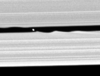 newly-discovered moon seen within the Keeler gap in Saturn's rings